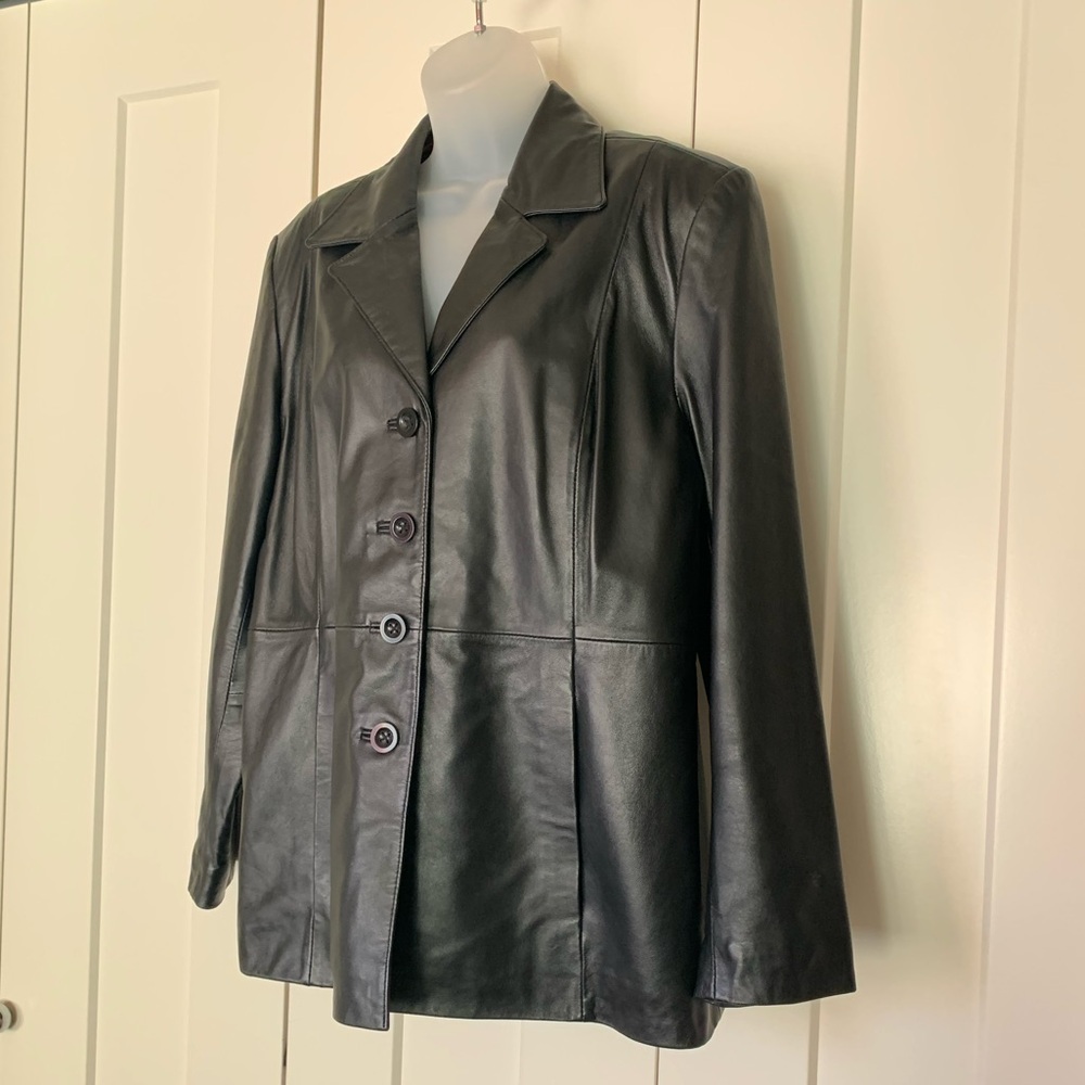Chadwick’s genuine leather long blazer black PL